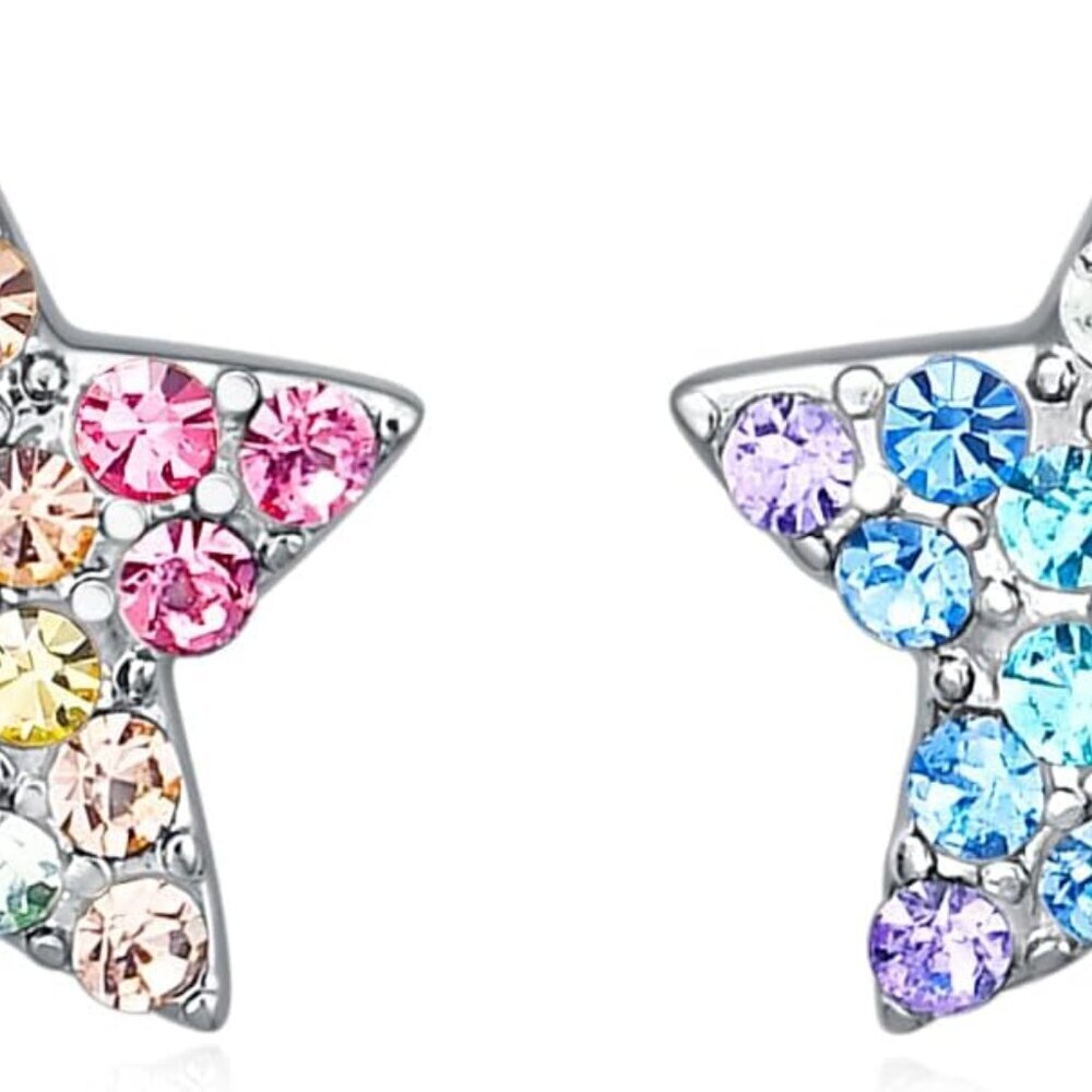 Women Earrings Brass Small Star Heart Teardrop Round Triangle Stud Jewelry